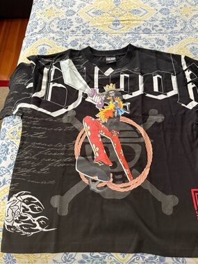 Civil Regime One Piece Brooks Blade Black Graphic Tee with Flaming Rose Label